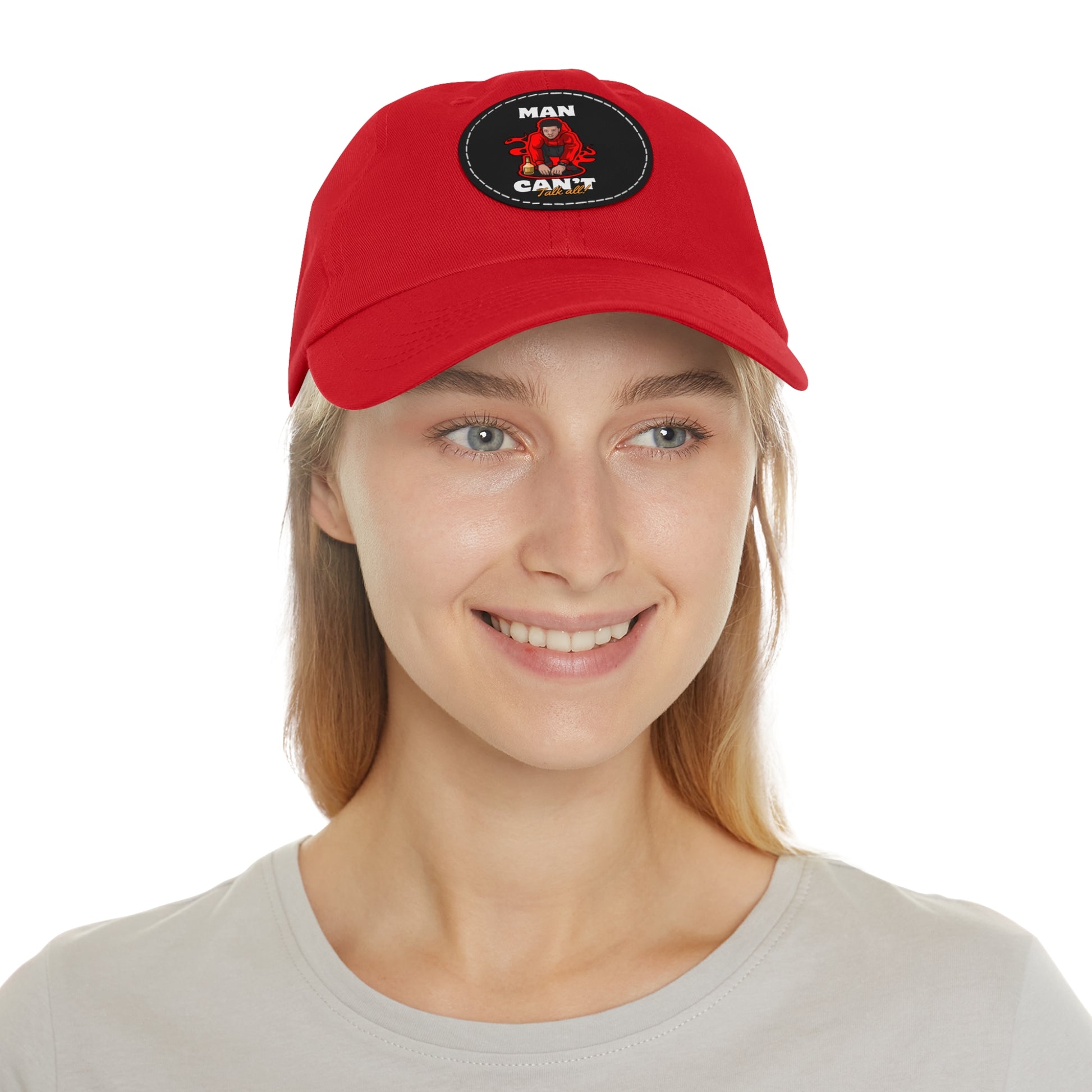 Round leather patch hat