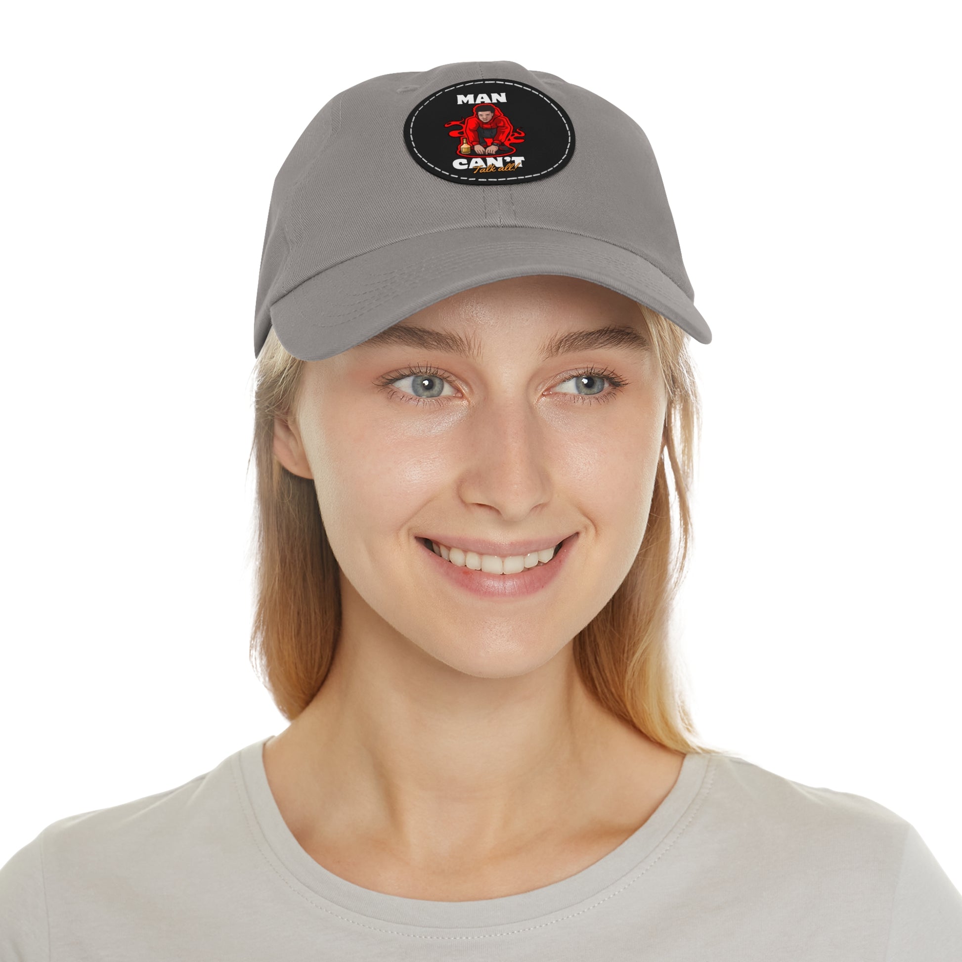 Round leather patch hat