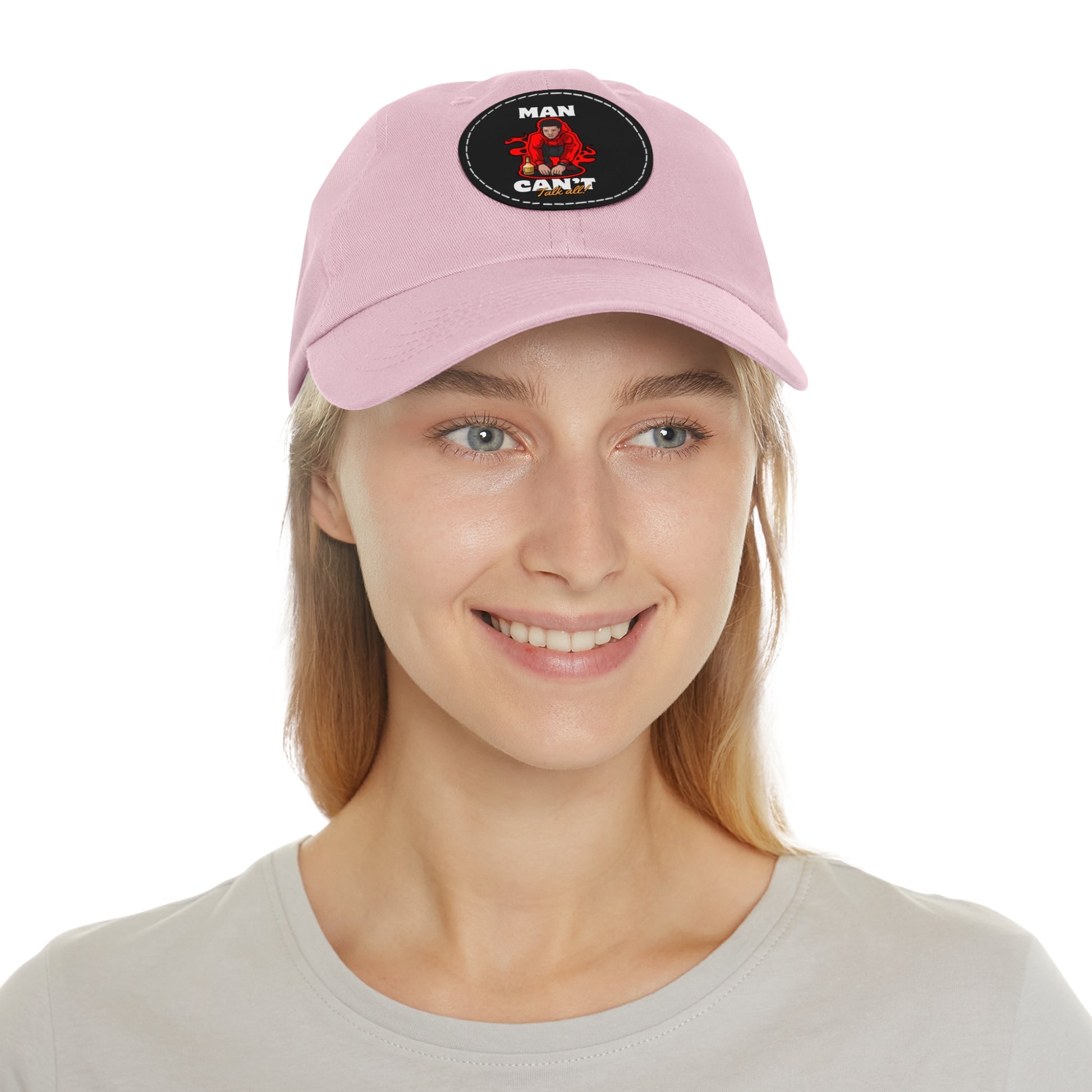 Round leather patch hat