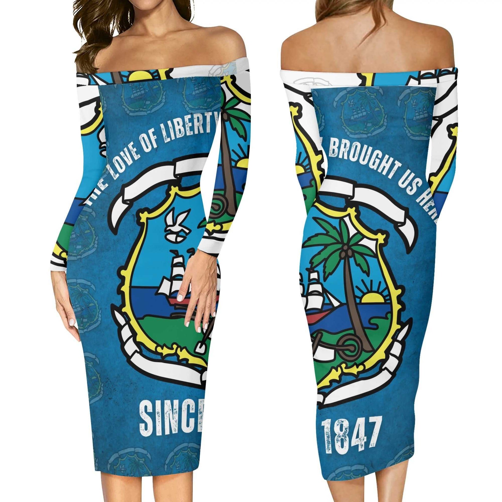  Long Sleeve Wrap Dress Liberia ornatusapparel