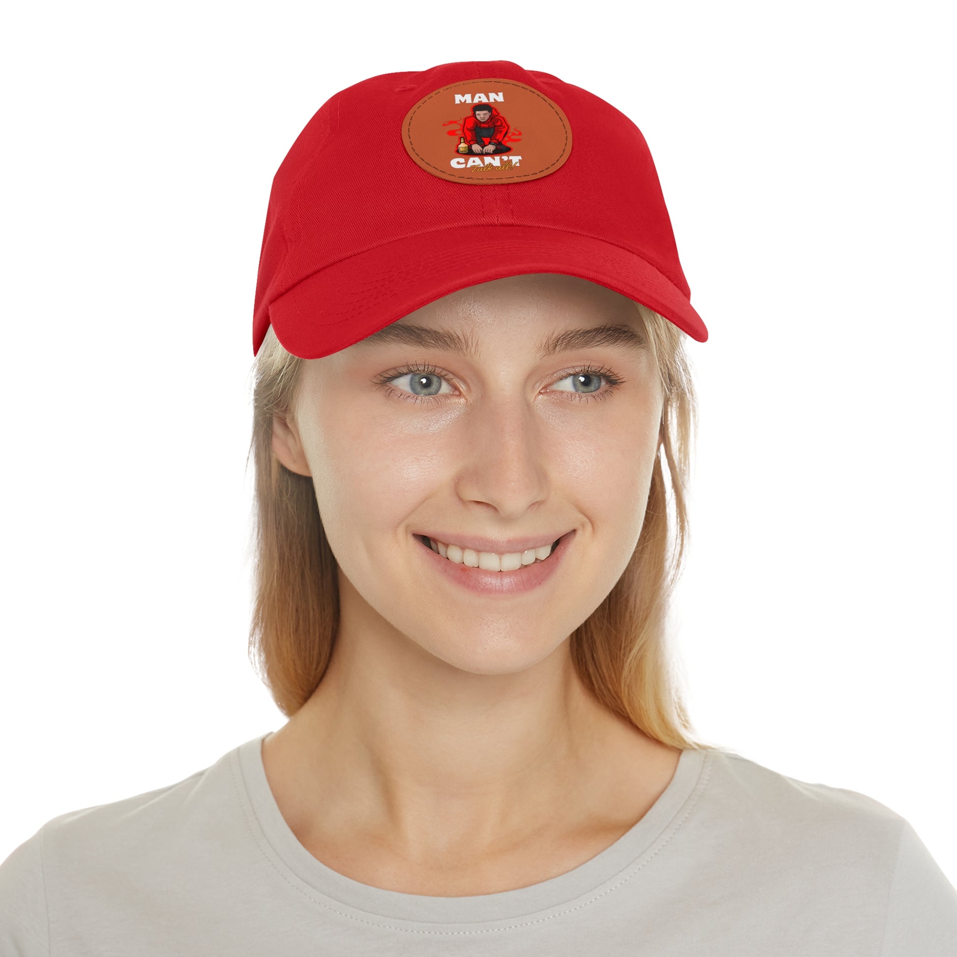 Round leather patch hat