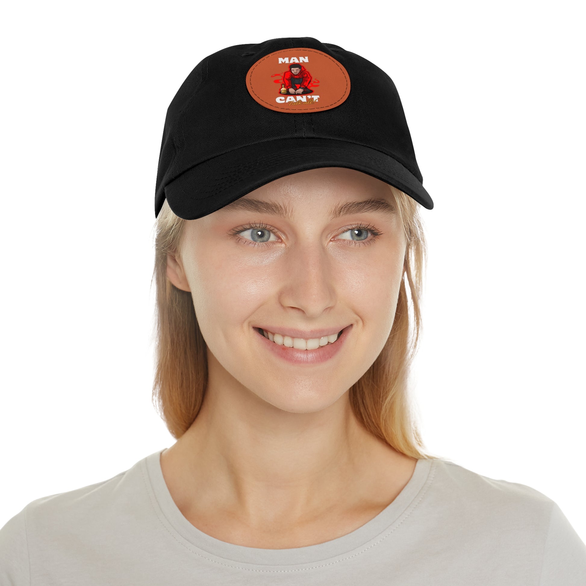 Round leather patch hat