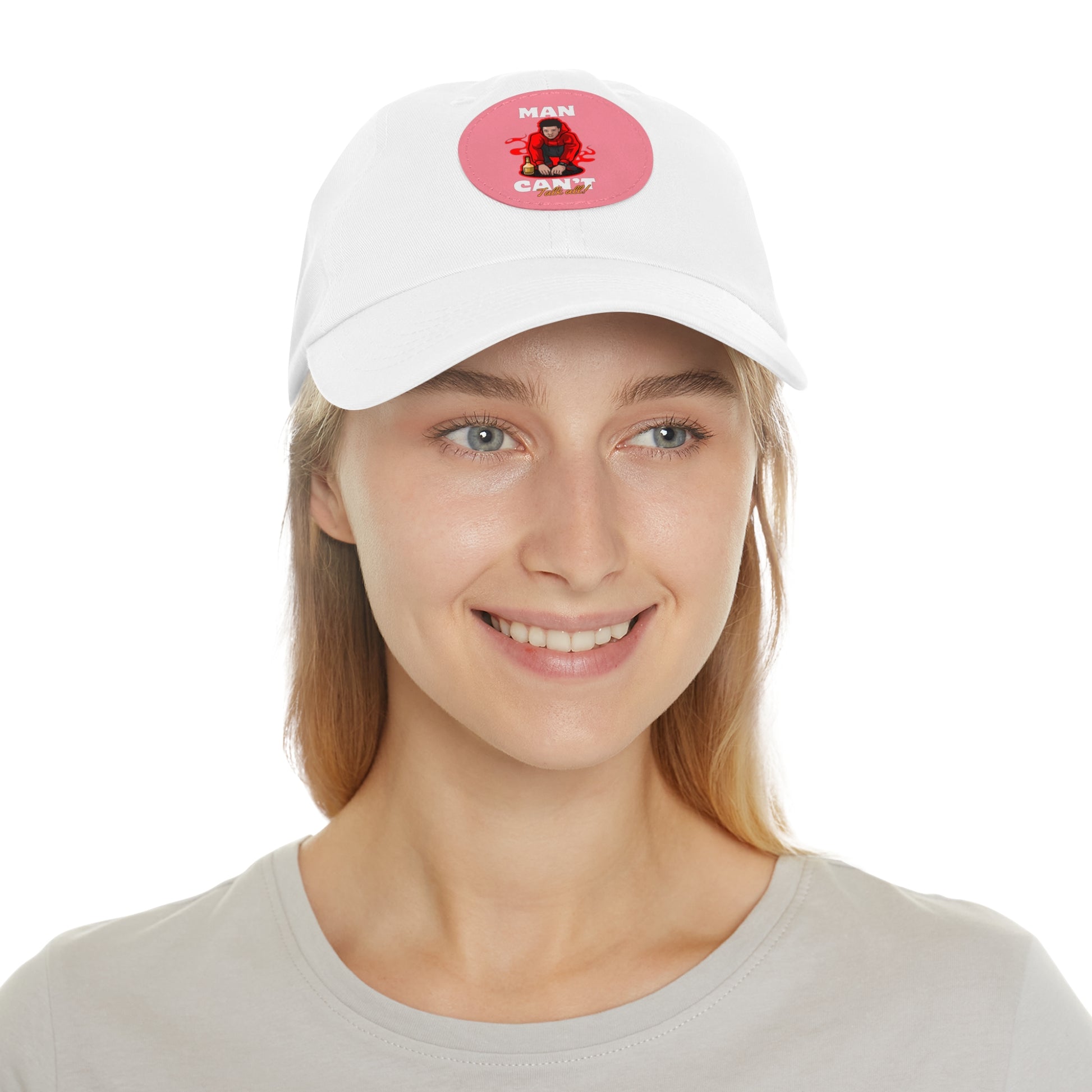Round leather patch hat