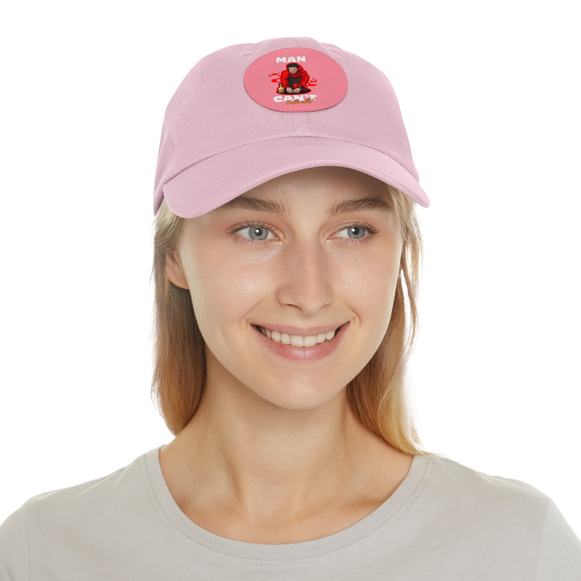 Round leather patch hat