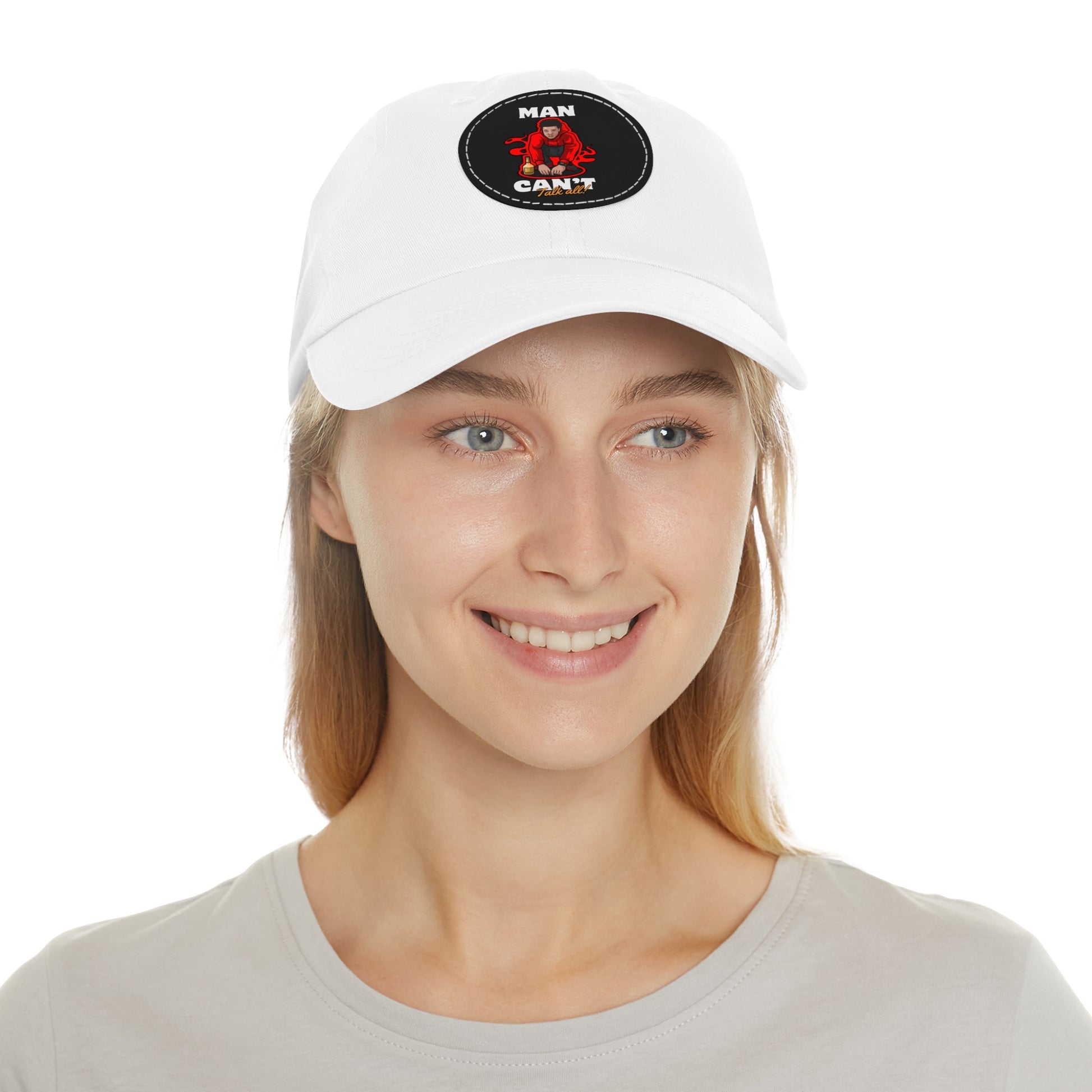 Round leather patch hat