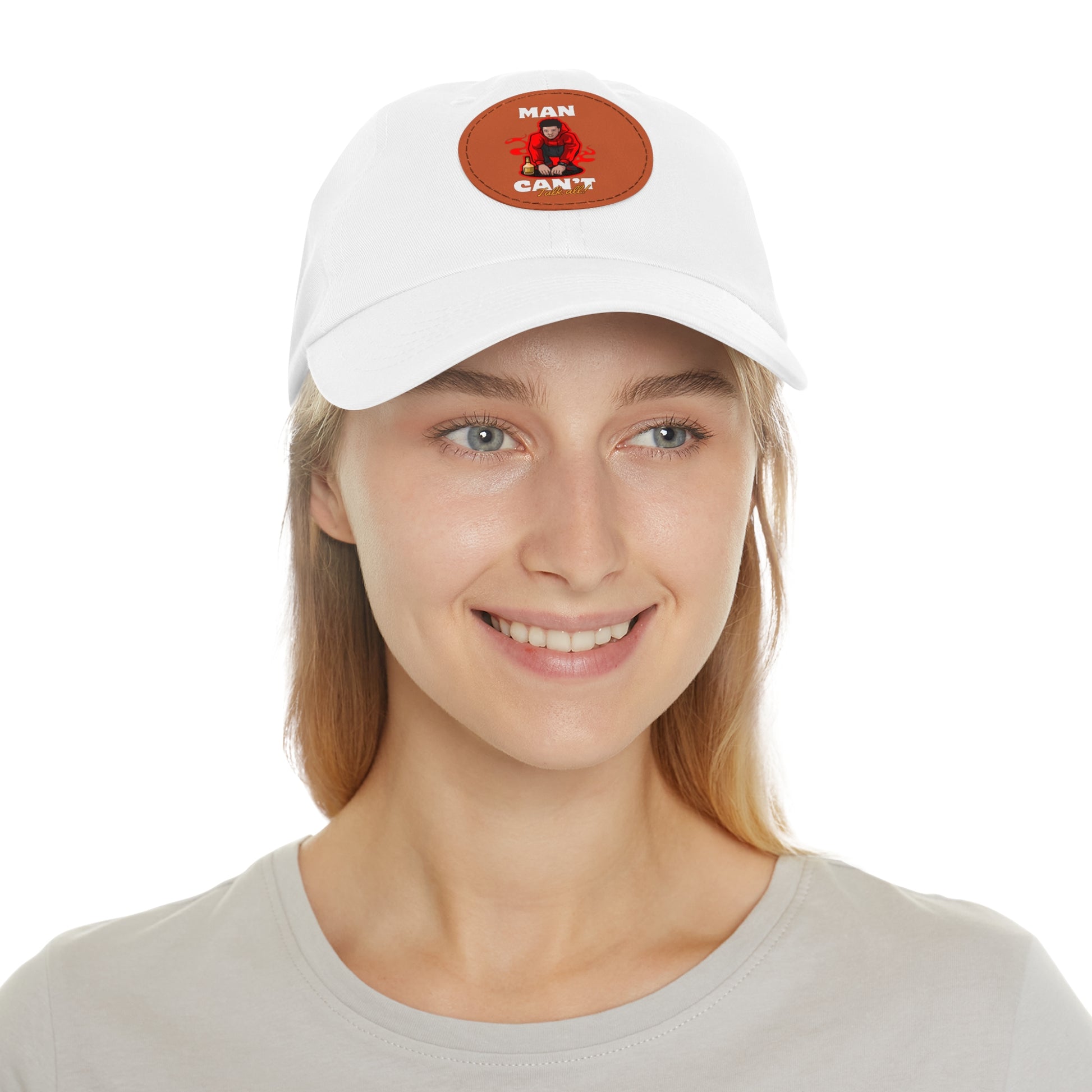 Round leather patch hat